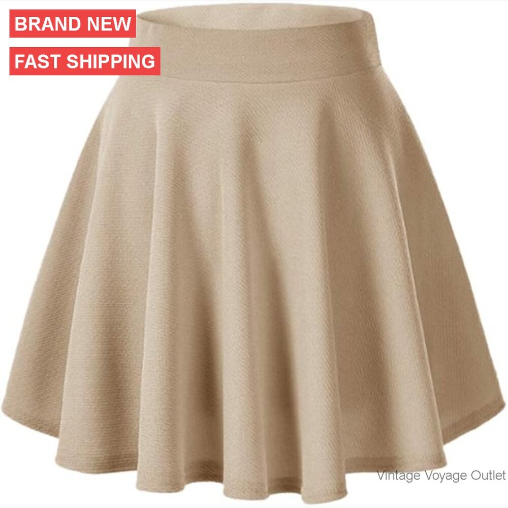 Mini Stretch Waist Flared Pleated Skater Skirt Casual Office Party